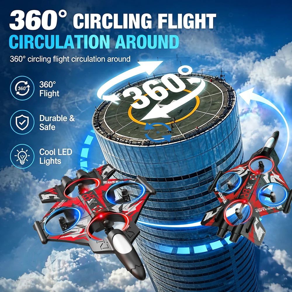 ZNLYRION Drone YL86 Fighter Shape With Screen Remote 480P Camera Fixed Height Hover Cool LED Light 360 Stunt Roll RC Quadcopter