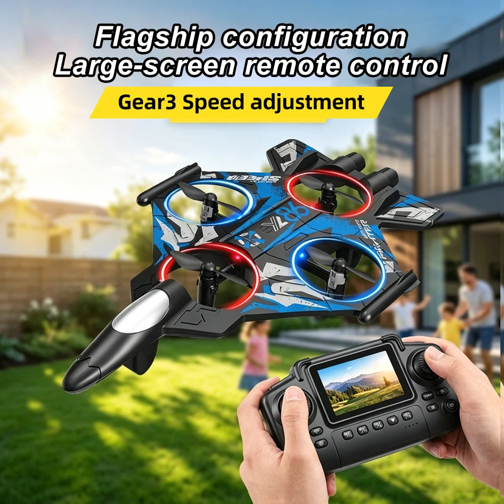 ZNLYRION Drone YL86 Fighter Shape With Screen Remote 480P Camera Fixed Height Hover Cool LED Light 360 Stunt Roll RC Quadcopter