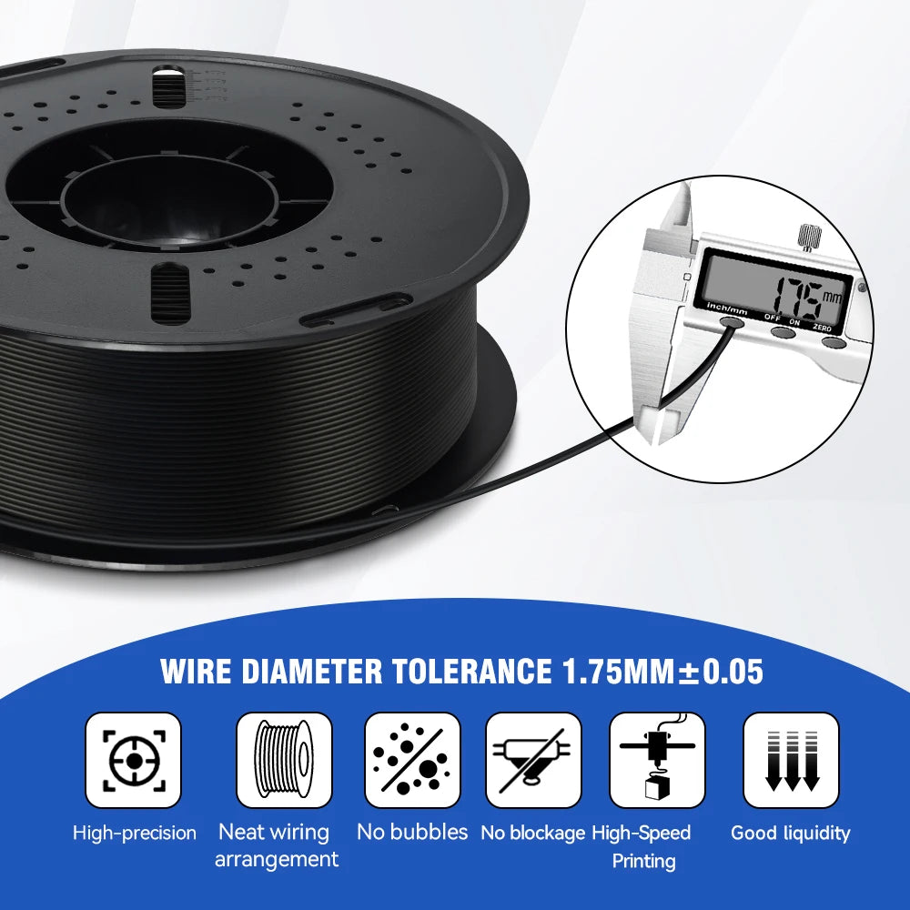 KINGROON 5KG(11LBS) ABS Filament 1.75mm High Strength Toughness 3D Printer Material Black White Multicolor ABS 1kg*5 Roll
