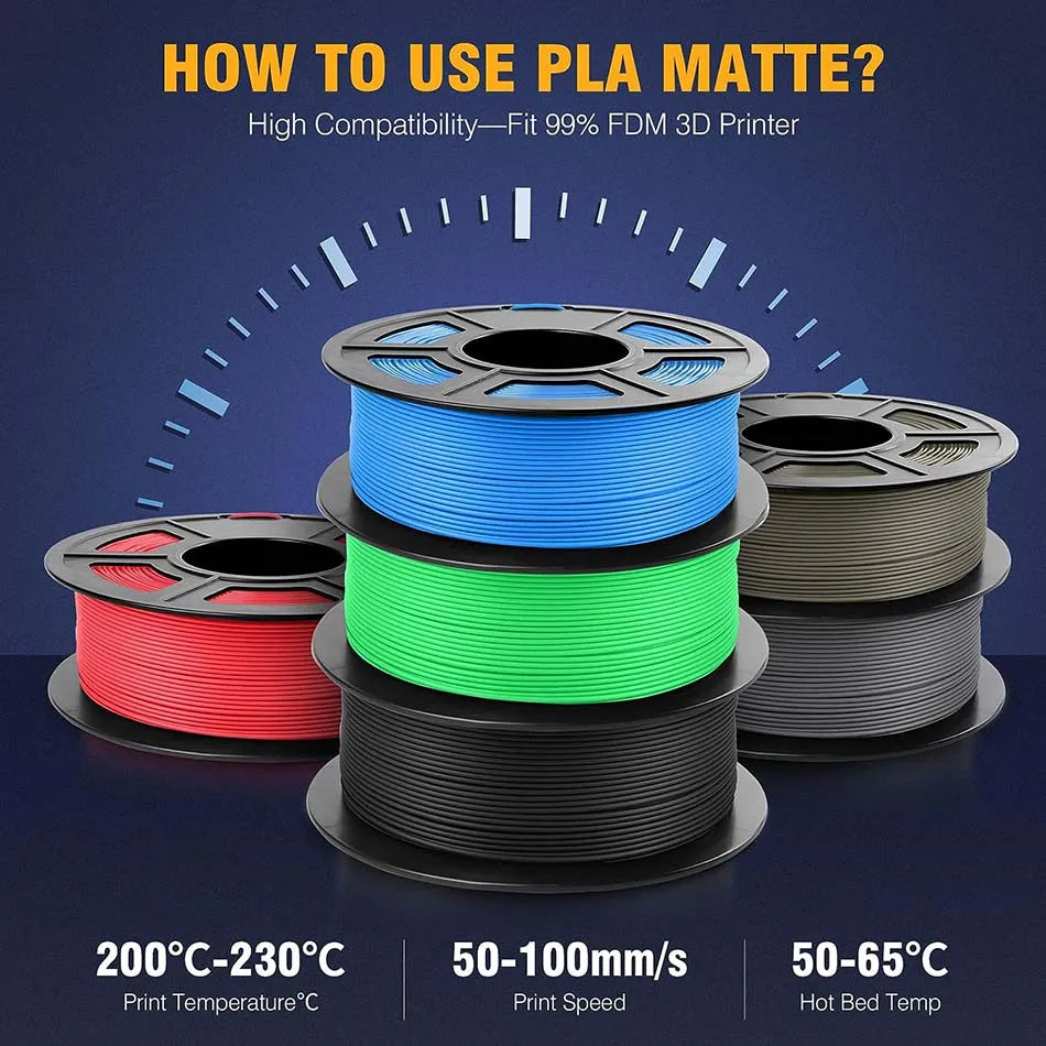 JAYO 3D Printer Filament PLA Matte 1.75MM Neatly Wound 3D Filament PLA 1.1KG Smooth Matte Finish 3D Printing Materials