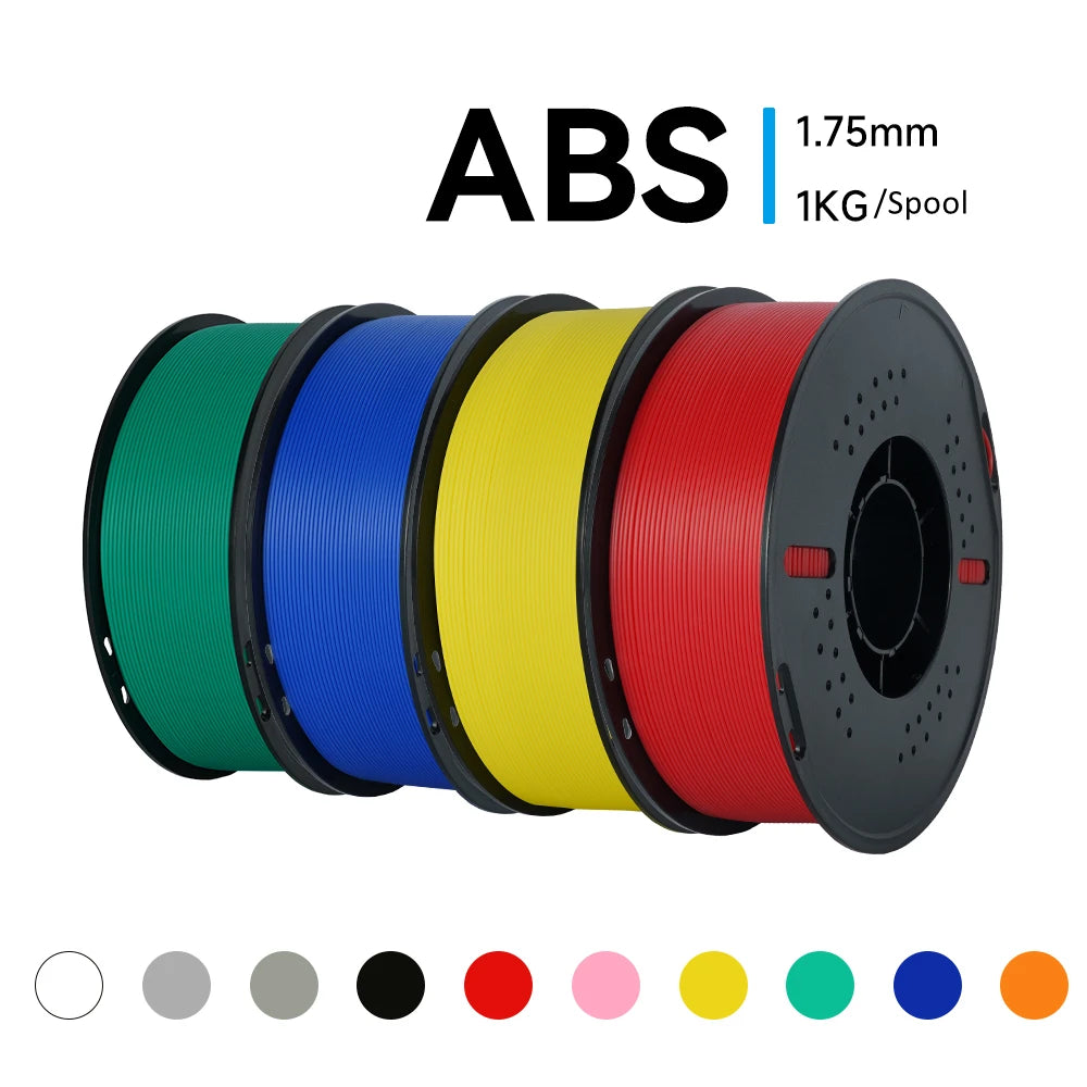 KINGROON 5KG(11LBS) ABS Filament 1.75mm High Strength Toughness 3D Printer Material Black White Multicolor ABS 1kg*5 Roll