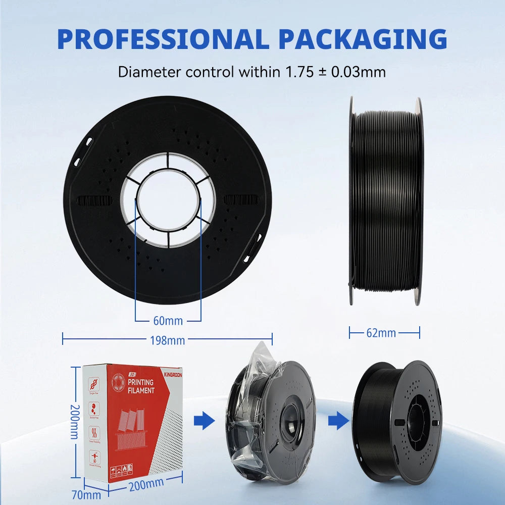KINGROON 5KG(11LBS) ABS Filament 1.75mm High Strength Toughness 3D Printer Material Black White Multicolor ABS 1kg*5 Roll
