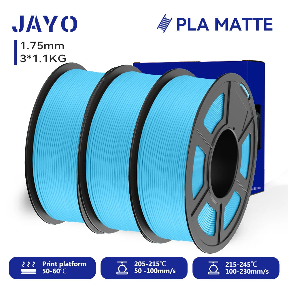 JAYO 3D Printer Filament PLA Matte 1.75MM Neatly Wound 3D Filament PLA 1.1KG Smooth Matte Finish 3D Printing Materials