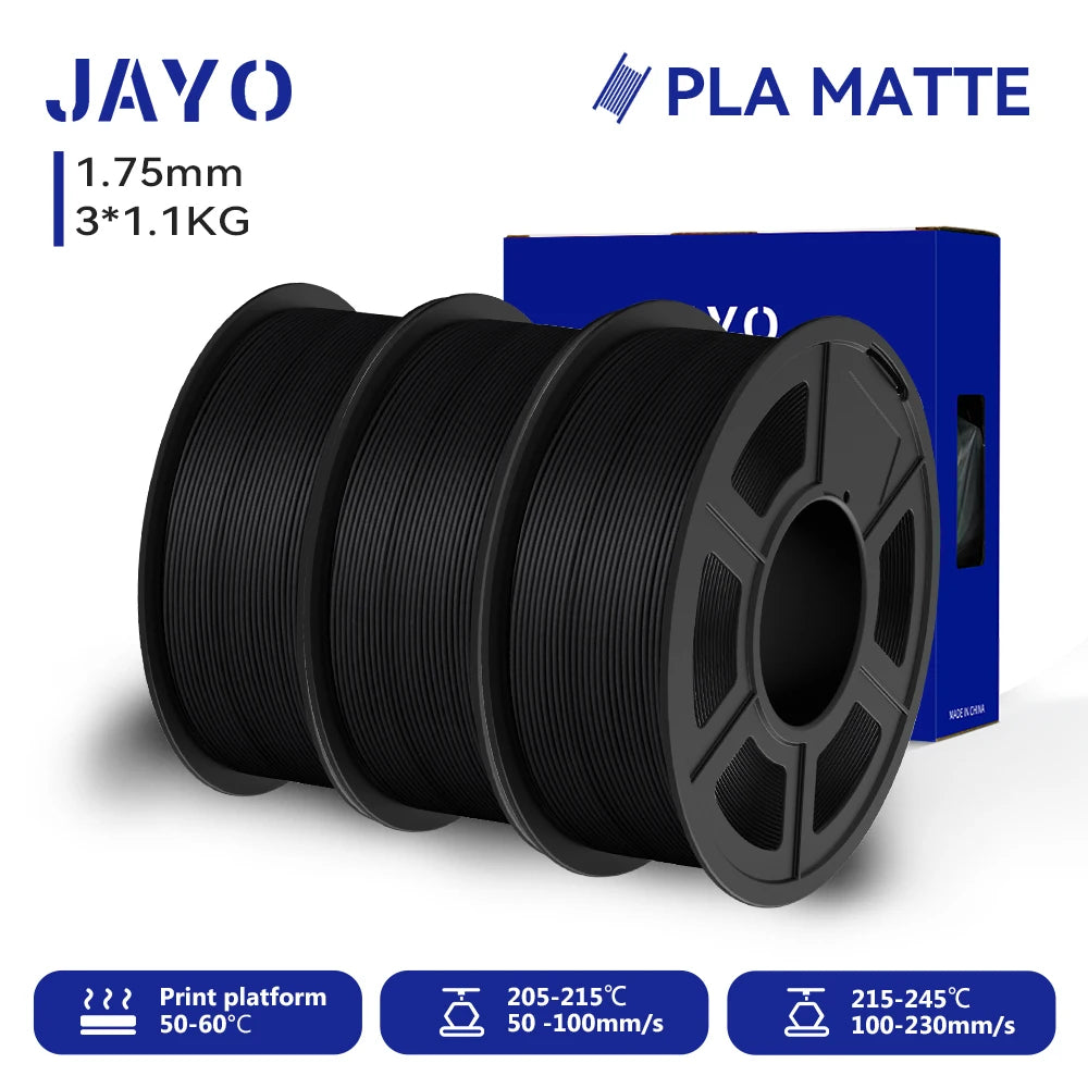 JAYO 3D Printer Filament PLA Matte 1.75MM Neatly Wound 3D Filament PLA 1.1KG Smooth Matte Finish 3D Printing Materials