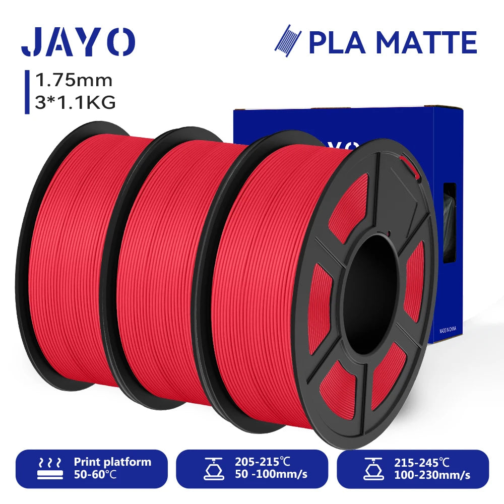JAYO 3D Printer Filament PLA Matte 1.75MM Neatly Wound 3D Filament PLA 1.1KG Smooth Matte Finish 3D Printing Materials