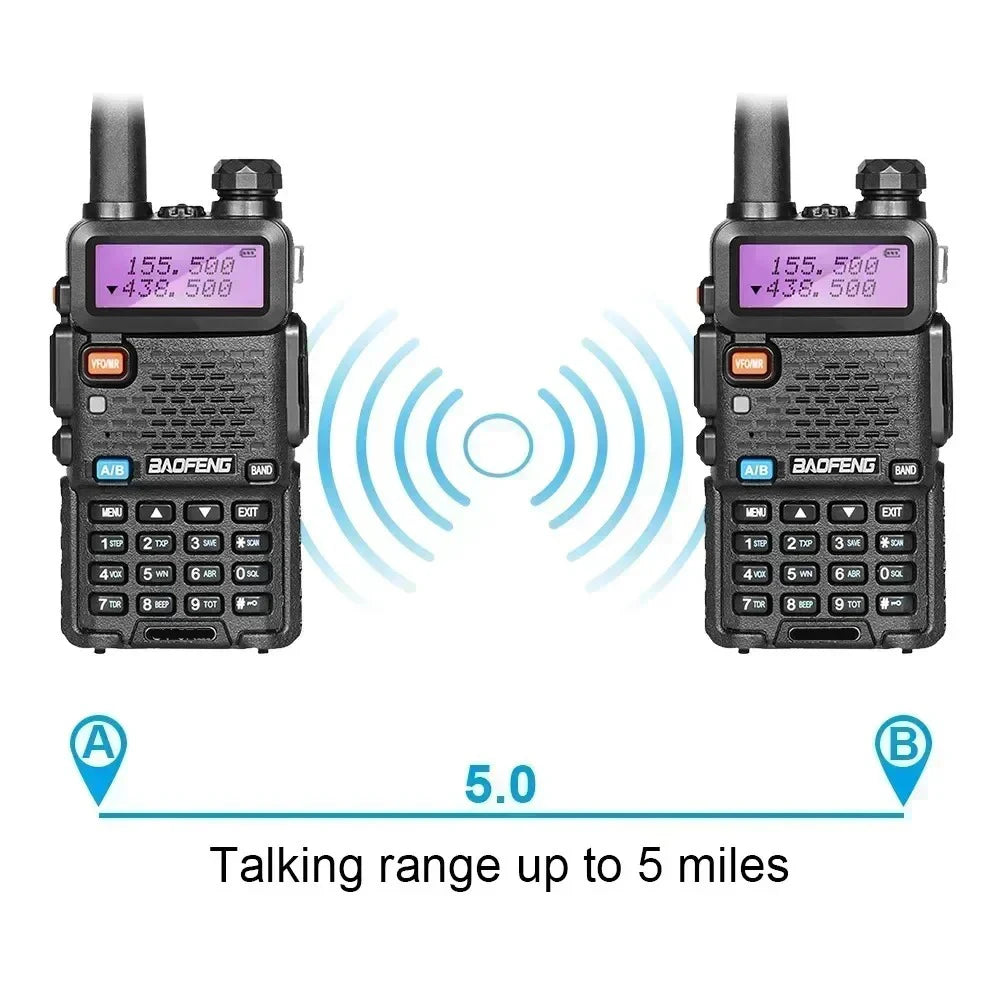 2pcs BAOFENG  5W 8W High Power Dual Band Two Way Radio Long Range Handheld Portable Walkies Talkies For Hunting